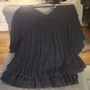 Chic Black Pleated Women's Blouse